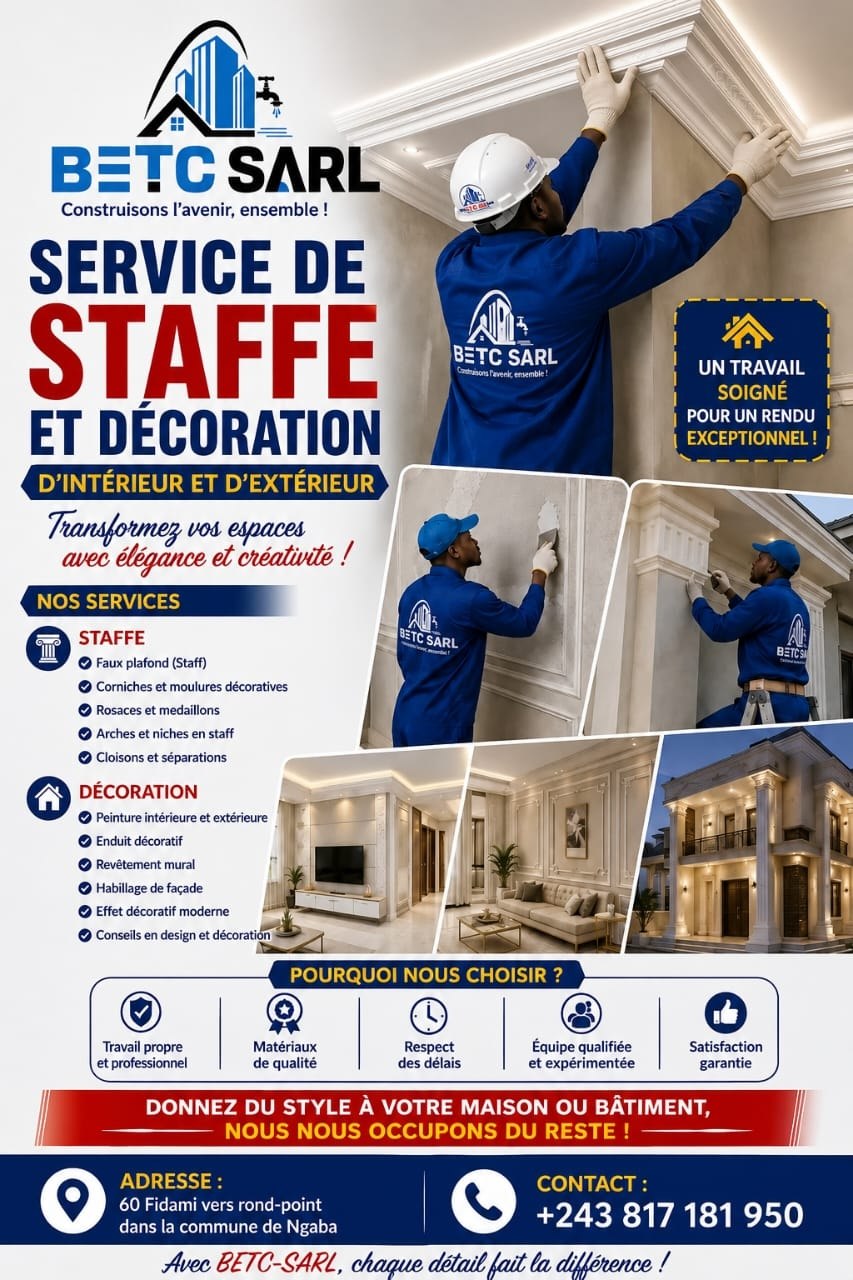 Affiche BETC SARL - Service de staffe et décoration