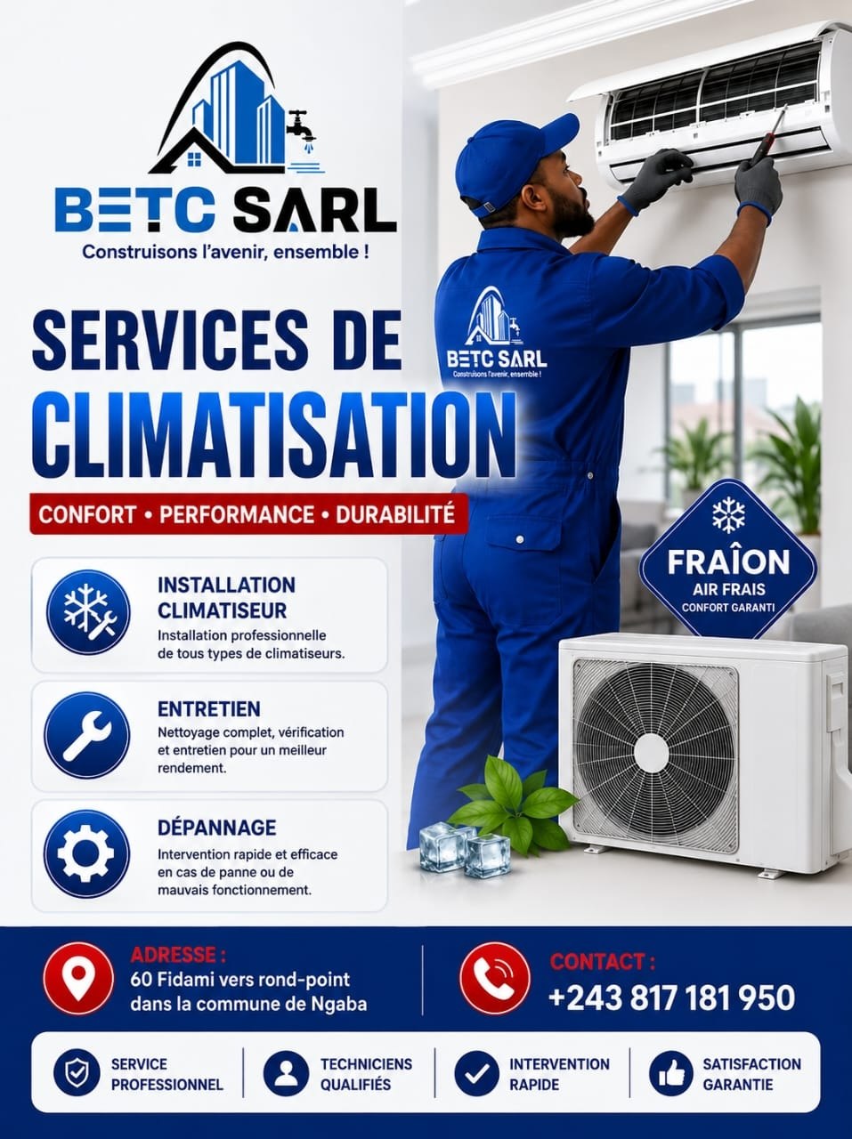 Affiche BETC SARL - Services de climatisation