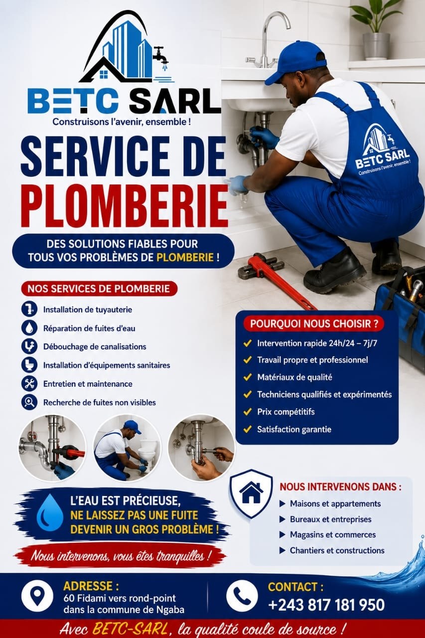Affiche BETC SARL - Service de plomberie